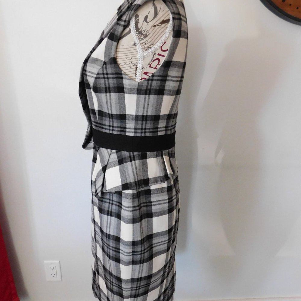 Karen Millen Monochrome Checkered Midi Dress - Picture 4 of 6